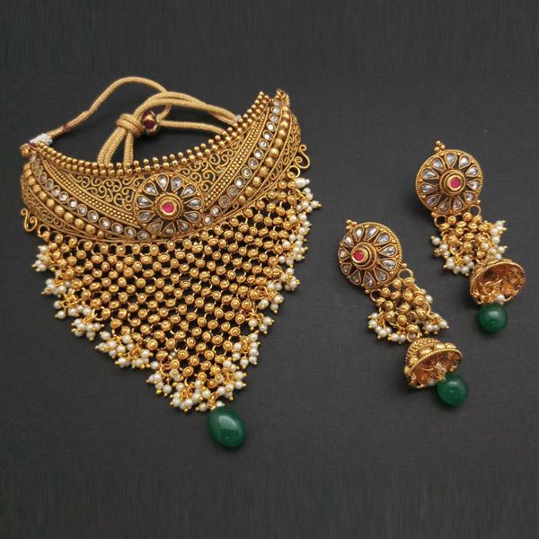 Real Creation AD Stone Choker Copper Necklace Set - FBB0016B