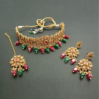 Real Creation AD Stone Choker Necklace Set With Maang Tikka - FBB0033A