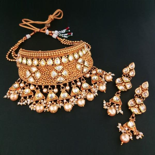 Real Creation AD Kundan Stone Copper Necklace Set - FBB0081B