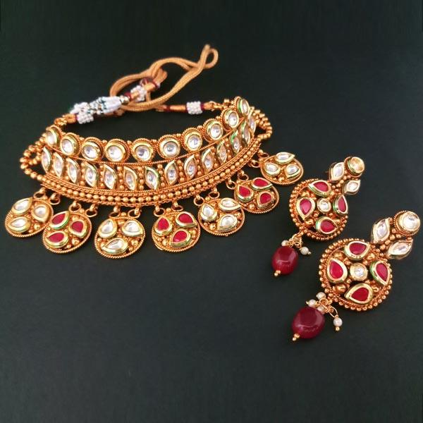 Real Creation AD Kundan Stone Copper Necklace Set - FBB0082C