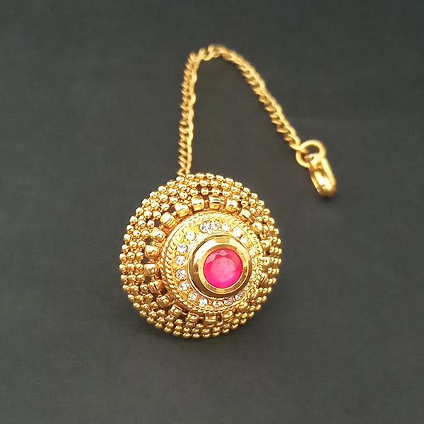 Real Creation Ruby Stone Copper Borla Maang Tikka - FBB0108