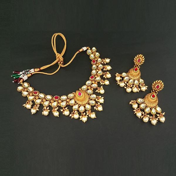 Real Creation Kundan Stone Copper Necklace Set - FBB0136B