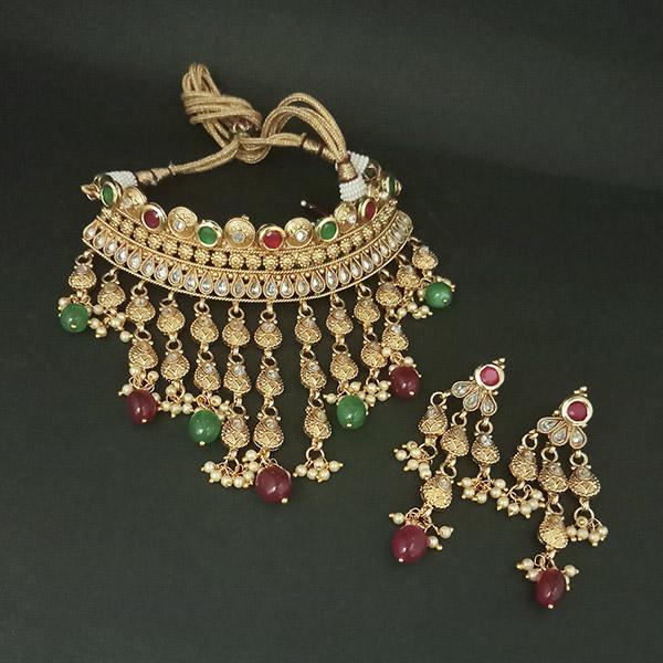 Real Creation Kundan AD Stone Choker Copper Necklace Set - FBB0179