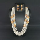 Ganpati Arts AD Stone Pearl Copper Necklace Set - FBC0026C