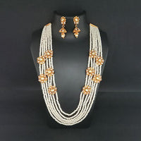 Ganpati Arts AD Stone Pearl Copper Necklace Set - FBC0026C