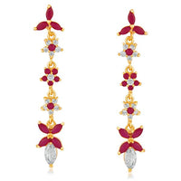 Suhagan Ruby AD Stone Gold Plated Dangler Earrings - FBE0007