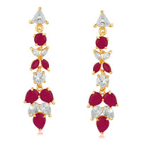 Suhagan Ruby AD Stone Gold Plated Dangler Earrings - FBE0021