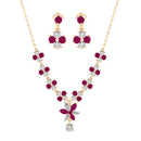 Suhagan Ruby And AD Stone Gold Plated Necklace Set - FBE0027B