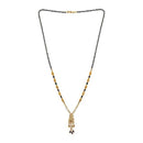 Kriaa White Austrian Stone And Black Beads Gold Plated Mangalsutra