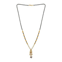 Kriaa White Austrian Stone And Black Beads Gold Plated Mangalsutra