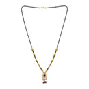 Kriaa Red And White Austrian Stone And Black Beads Gold Plated Mangalsutra