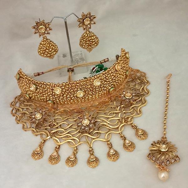 Nikita Arts AD Stone Choker Copper Necklace Set With Maang Tikka - FBJ0009B