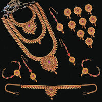 Shubham Pota Stone Copper Bridal Jewellery Set - FBK0006