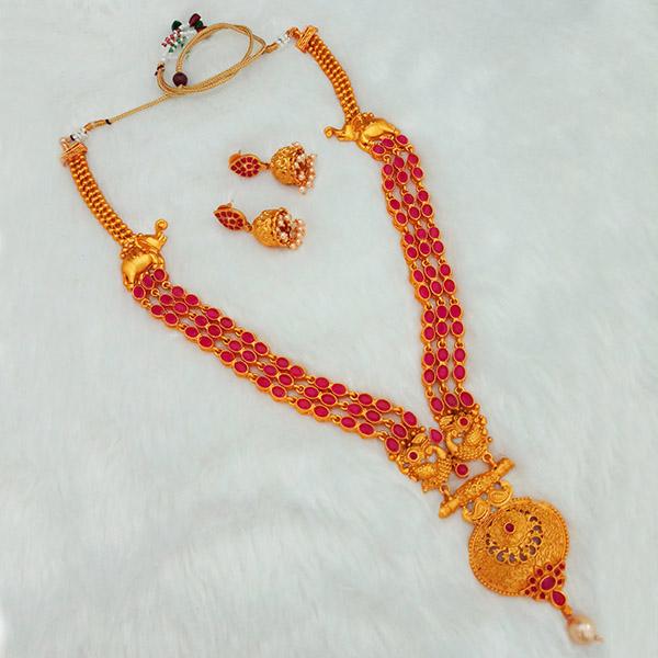 Shubham Maroon Pota Stone Copper Necklace Set - FBK0019