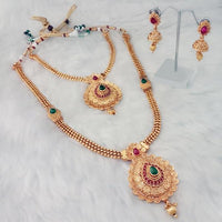 Shubham Arts Purple Stone Copper Double Necklace Set - FBK0040A