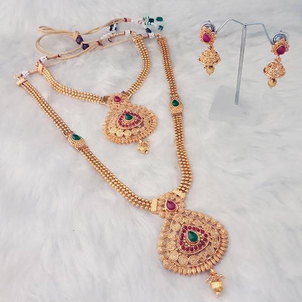 Shubham Arts Purple Stone Copper Double Necklace Set - FBK0043A