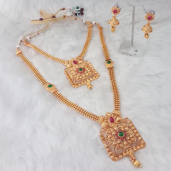 Shubham Arts Purple Stone Copper Double Necklace Set - FBK0044A