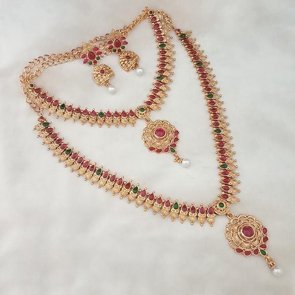 Shubham Pota Stone Double Copper Necklace Set - FBK0045A