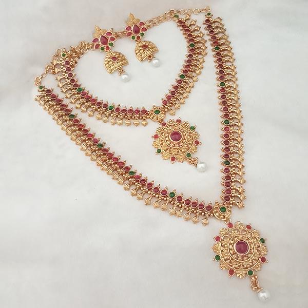 Shubham  Pota Stone Double Copper Necklace Set - FBK0046A