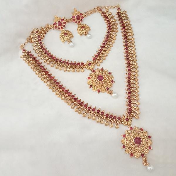 Shubham Pota Stone Double Copper Necklace Set - FBK0046B