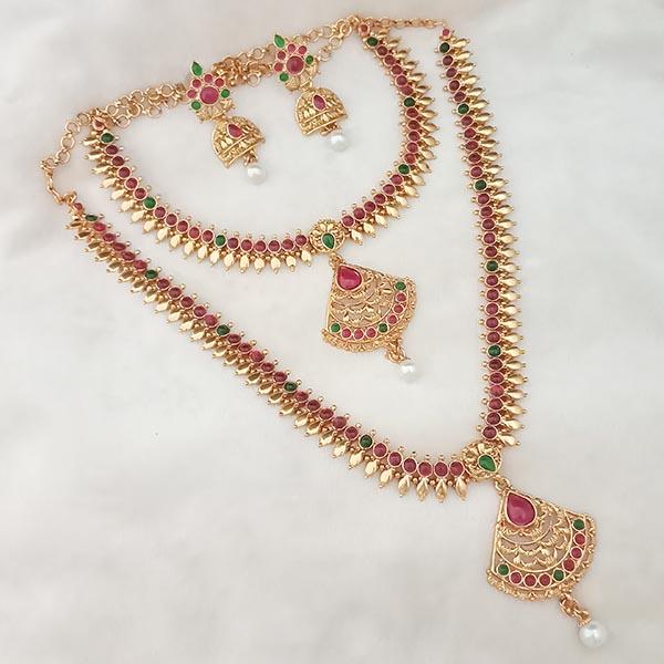 Shubham Pota Stone Double Copper Necklace Set - FBK0048A