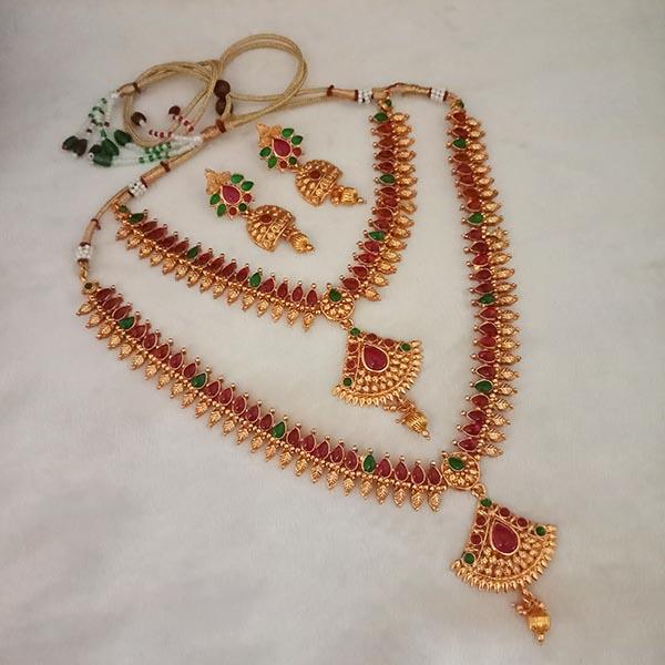 Shubham Pota Stone Double Copper Necklace Set - FBK0050A