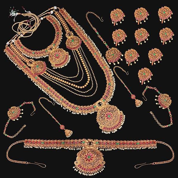 Shubham Pota Stone Copper Bridal Jewellery Set - FBK0052