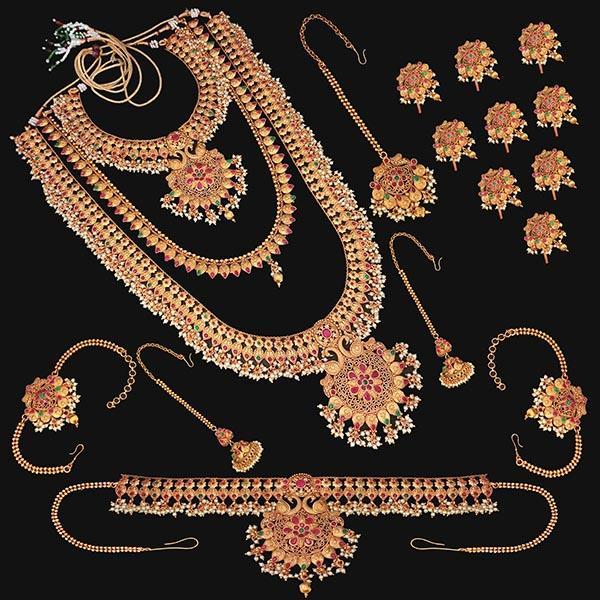 Shubham Pota Stone Copper Bridal Jewellery Set - FBK0053