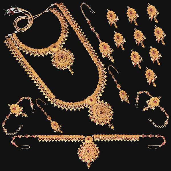 Shubham Pota Stone Copper Bridal Jewellery Set - FBK0059A