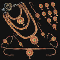 Shubham Pota Stone Copper Bridal Jewellery Set - FBK0062