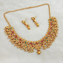 Shubham Maroon And Green Pota Stone Copper Necklace Set - FBK0076A