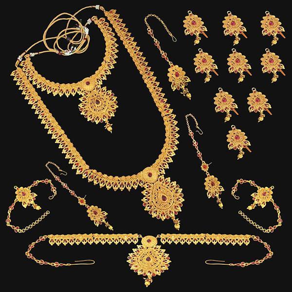 Shubham Pota Stone Copper Bridal Jewellery Set - FBK0078A