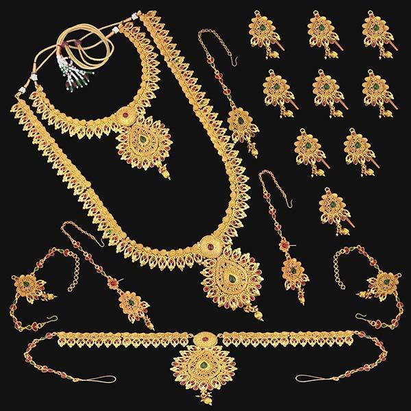 Shubham Pota Stone Copper Bridal Jewellery Set - FBK0078B