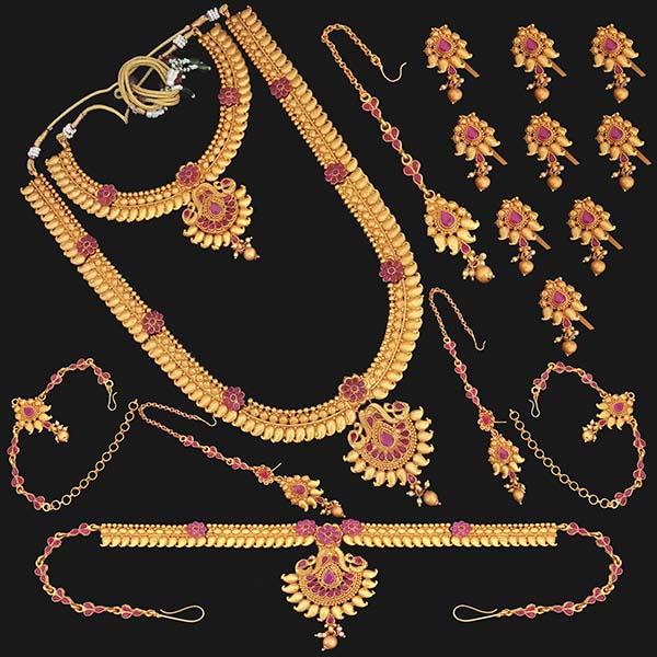 Shubham Pota Stone Copper Bridal Jewellery Set - FBK0081A