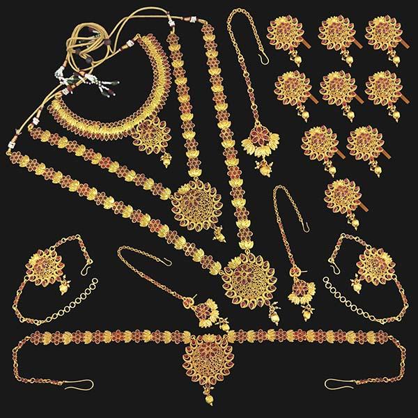 Shubham Pota Stone Copper Bridal Jewellery Set - FBK0085A