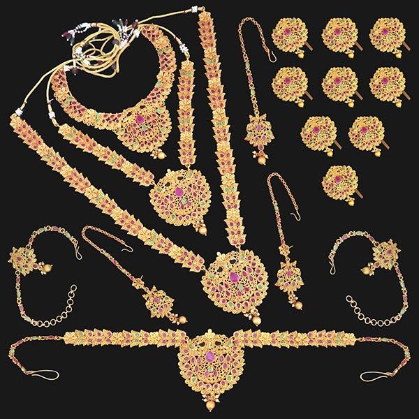 Shubham Pota Stone Copper Bridal Jewellery Set - FBK0087B