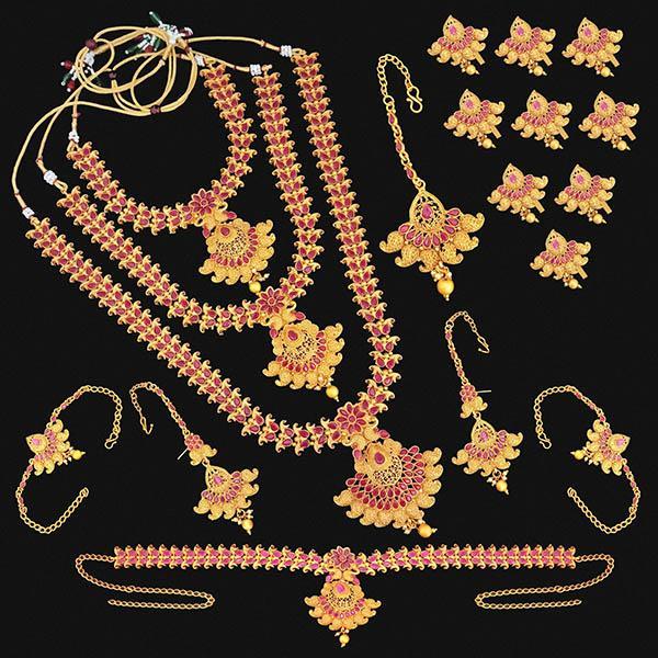 Shubham Pota Stone Copper Bridal Jewellery Set - FBK0099A