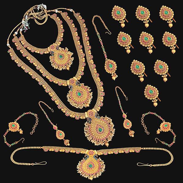 Shubham Pota Stone Copper Bridal Jewellery Set - FBK0100