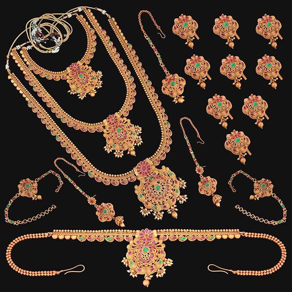Shubham Pota Stone Copper Bridal Jewellery Set - FBK0103