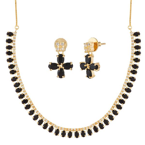 Pralhad Black Pota Stone Brass Necklace Set - FBP0024B