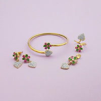 Pralhad AD Stone Earrings, Kada, Pendant And Ring - FBP0041A