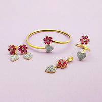 Pralhad AD Stone Earrings, Kada, Pendant And Ring - FBP0041C