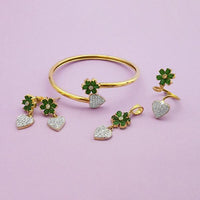 Pralhad AD Stone Earrings, Kada, Pendant And Ring - FBP0041D