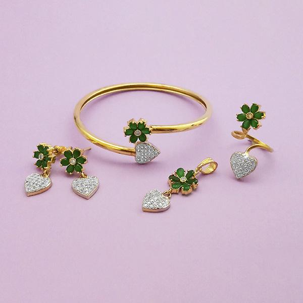 Pralhad AD Stone Earrings, Kada, Pendant And Ring - FBP0041D