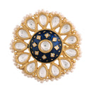 Etnico Gold-Plated Brass Meena Work Finger Ring (Women) - FL168BL