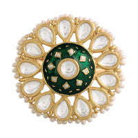 Etnico Gold-Plated Brass Meena Work Finger Ring (Women) - FL168G