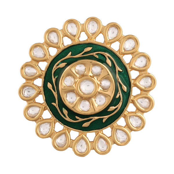 Etnico Gold-Plated Brass Meena Work Finger Ring (Women) - FL169G