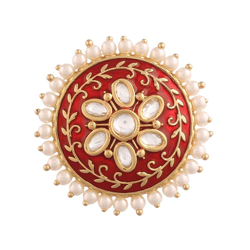Etnico Gold-Plated Meena Work Finger Ring (Women) - FL170R