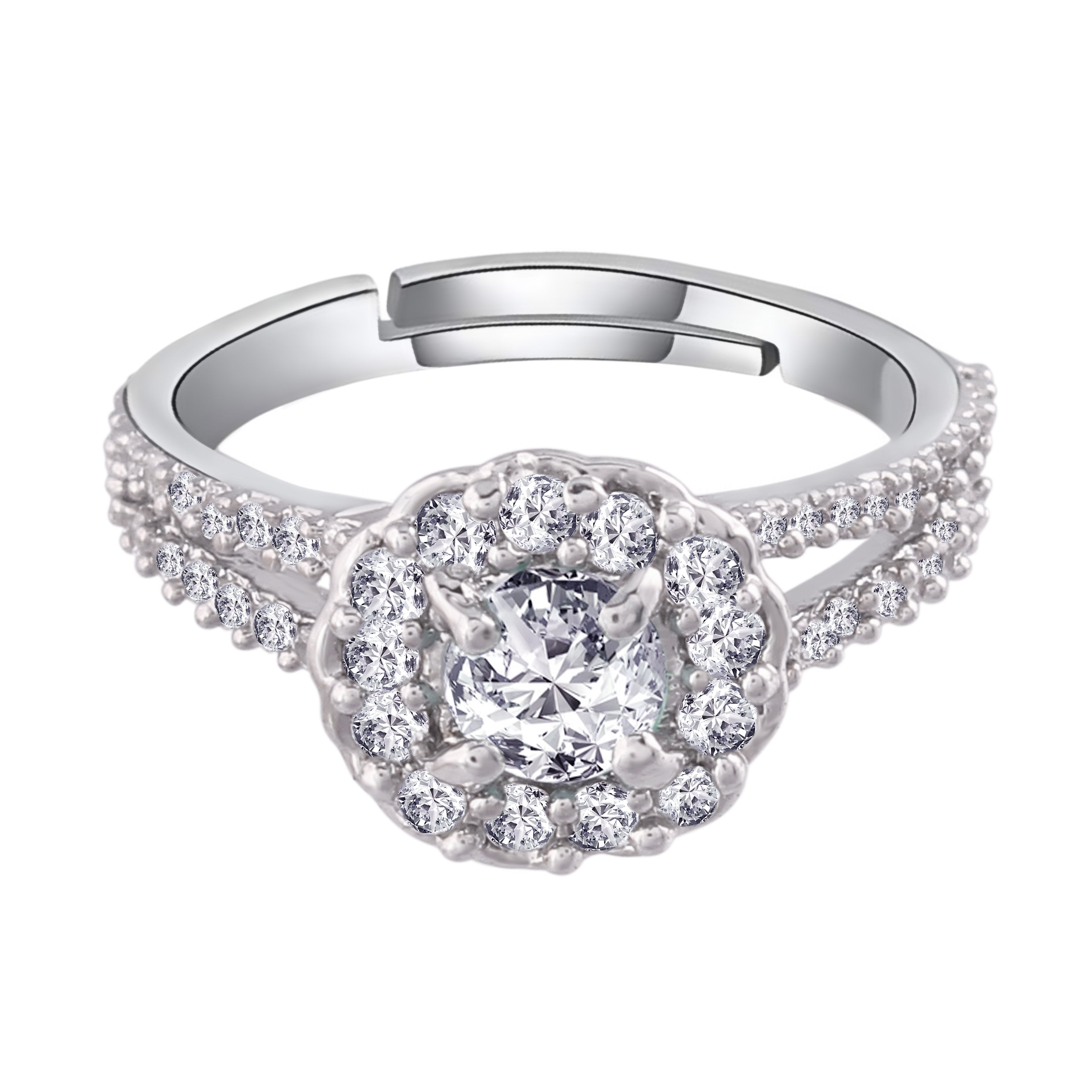 Etnico Silver-Plated Adjustable Ring (Women)- FL175W
