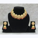 Tarangavi Peach Beads And Kundan Choker Necklace Set - FNV-2005